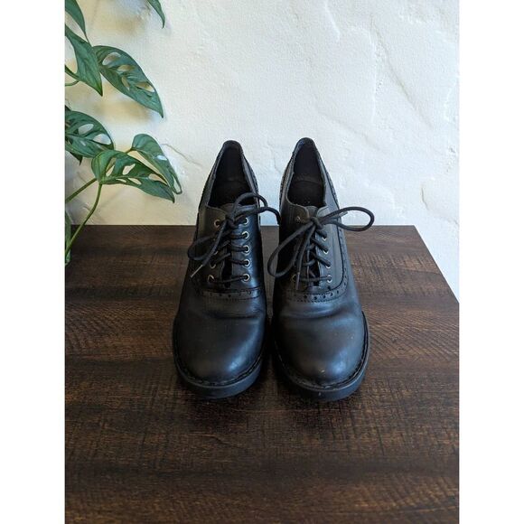Born Women's Lace-up Leather Oxford Block Heel Booties - Size 8.5 - Picture 3 of 10